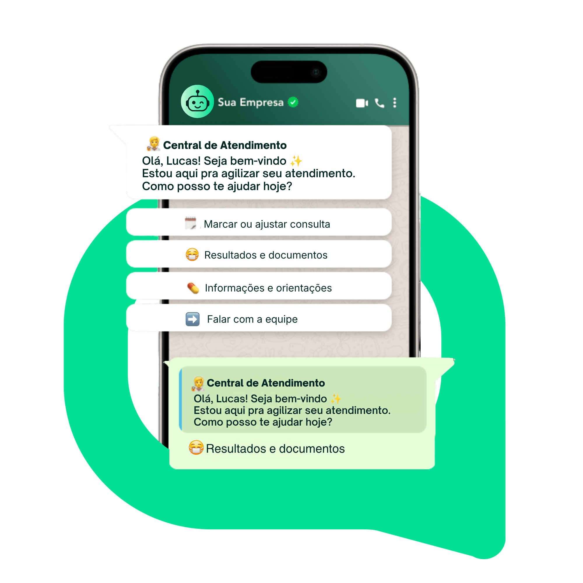imagem de um celular com uma ideia de atendimento possível na Konnectai